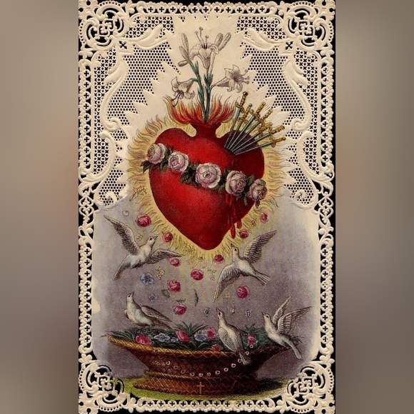 Vintage Sacred Heart Art Print - Picture 1 of 1